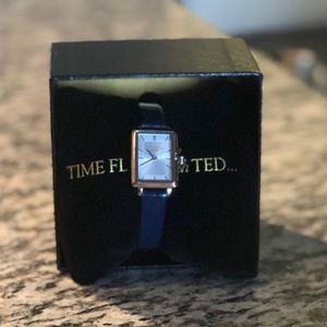 Dark blue leather strap watch